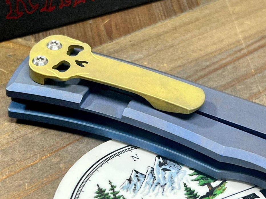 Chaves Street Semi-Custom Titanium Tanto Knife "Blue & Gold"