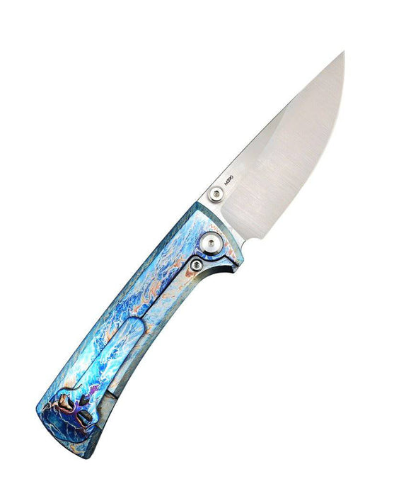 Custom Chaves Knives RCK9 Frame Lock Knife Heat Antropic Titanium (3.25" Satin M390)