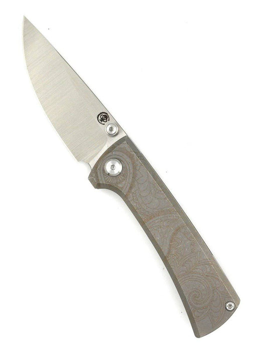 Custom Chaves Knives RCK9 Frame Lock Knife Titanium w/Paisley Engraving (3.25" Satin M390)