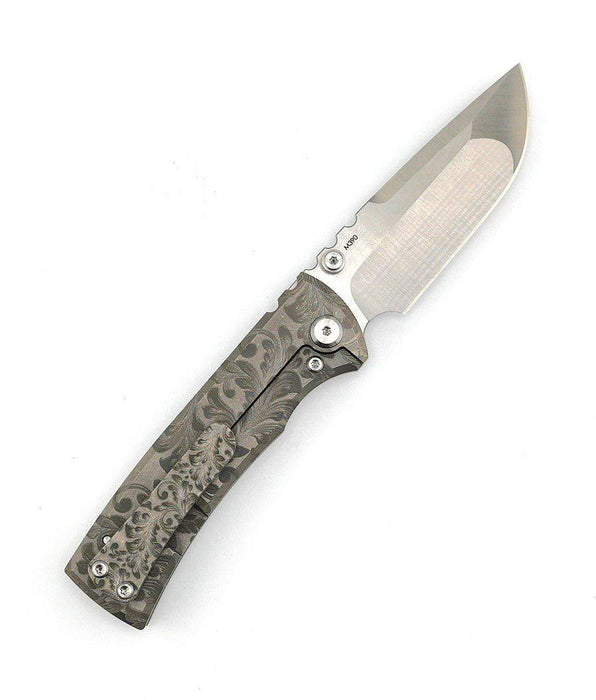 Custom Chaves Redencion Street Floral Titanium Drop Point Knife (3.25" Satin) (Engraved)