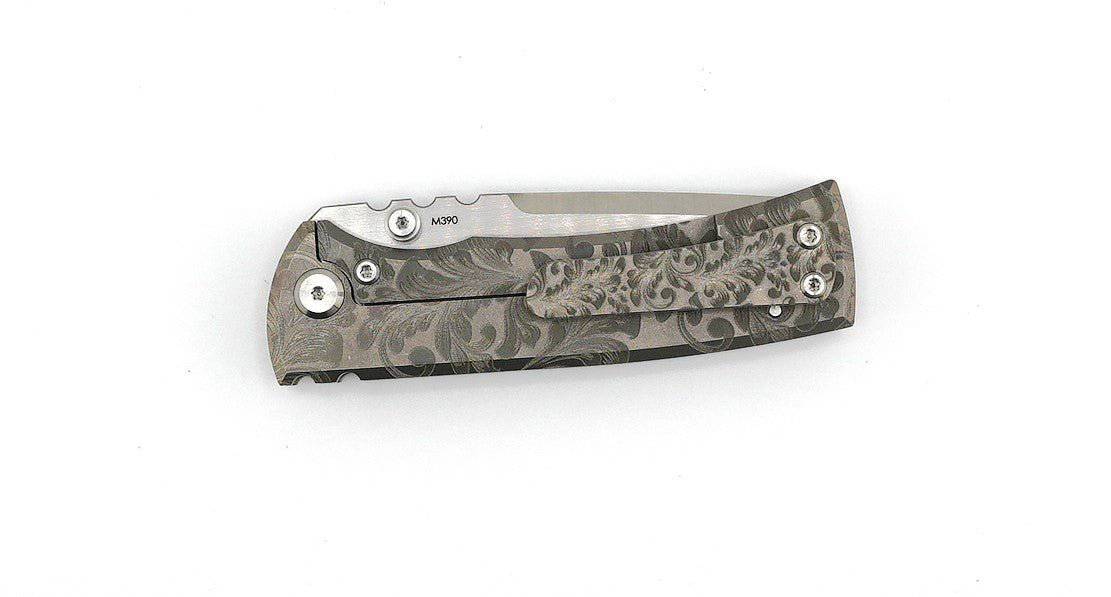 Custom Chaves Redencion Street Floral Titanium Drop Point Knife (3.25" Satin) (Engraved)