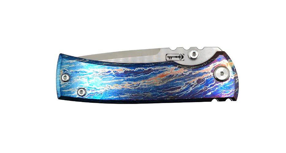 Custom Chaves Redencion Street Titanium Drop-Point Knife "LightningStrike"