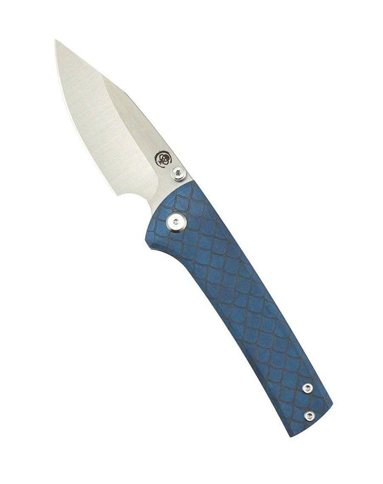 Custom Chaves Scapegoat Street Frame Lock Folding Knife Azure Blue Ti Handles (3.50" Bohler M390) (Azure Dragon)