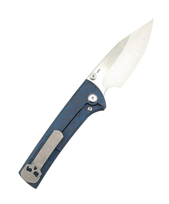 Custom Chaves Scapegoat Street Frame Lock Folding Knife Azure Blue Ti Handles (3.50" Bohler M390) (Azure Dragon)