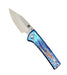 Custom Chaves Scapegoat Street Frame Lock Folding Knife Heat Antropic Ti Handles (3.50" Bohler M390) (Blue Lagoon)