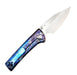 Custom Chaves Scapegoat Street Frame Lock Folding Knife Heat Antropic Ti Handles (3.50" Bohler M390) (Blue Lagoon)