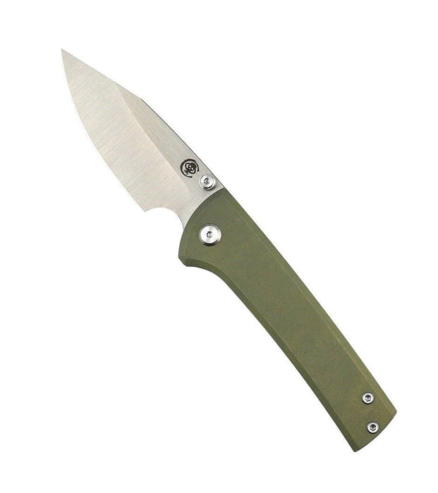 Custom Chaves Scapegoat Street Frame Lock Folding Knife Smooth Ti Handles (3.50" Bohler M390) ST/SG/SWTI/BF (OD Green Anodization)