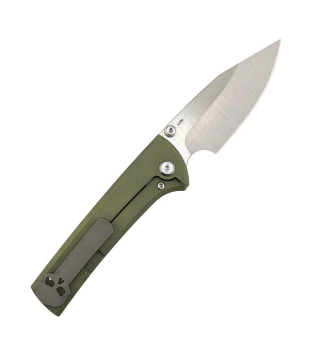 Custom Chaves Scapegoat Street Frame Lock Folding Knife Smooth Ti Handles (3.50" Bohler M390) ST/SG/SWTI/BF (OD Green Anodization)