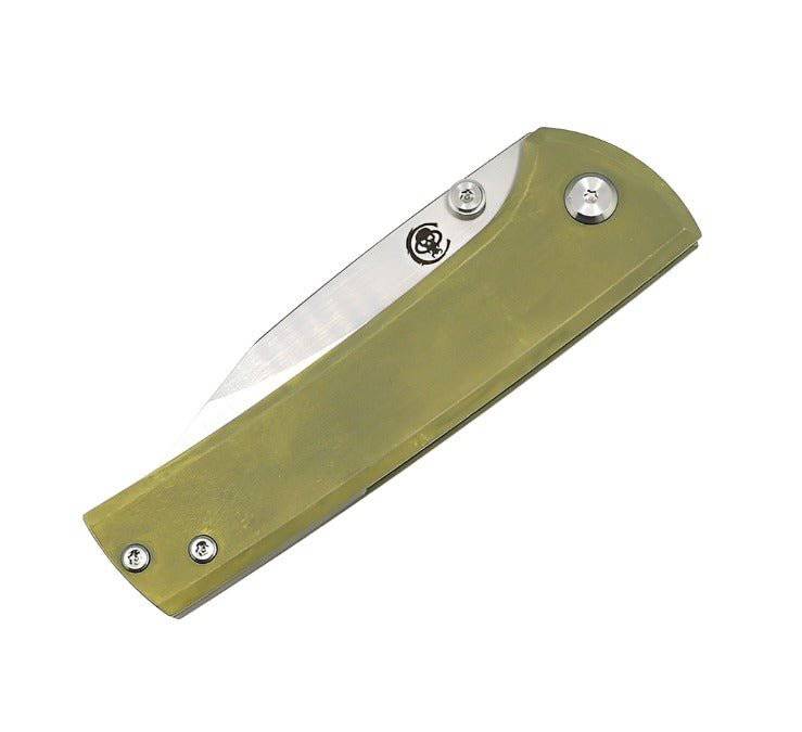 Custom Chaves Scapegoat Street Frame Lock Folding Knife Smooth Ti Handles (3.50" Bohler M390) ST/SG/SWTI/BF (Olive Green Anodization)