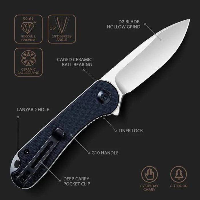 CIVIVI Elementum Flipper Knife 2.96"  D2 Satin Blade