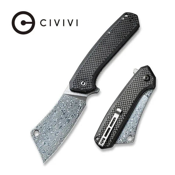 Civivi Mastodon Liner Lock Black G-10 / CF (3.8" Damascus) C2012DS-1