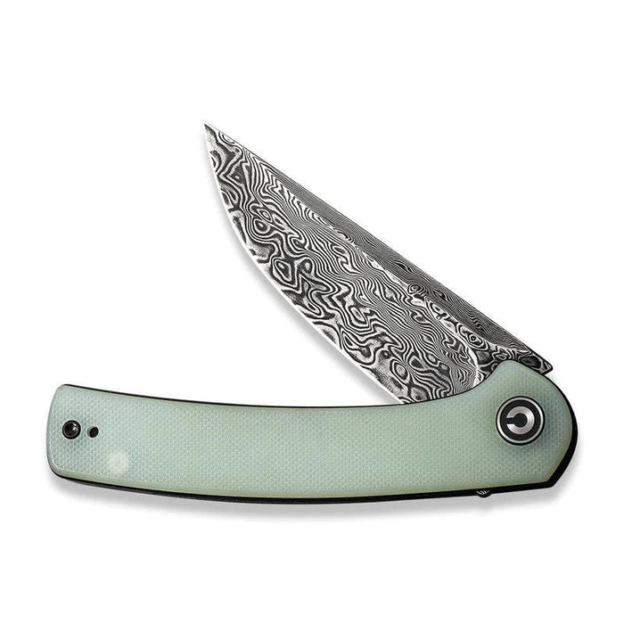 CIVIVI Mini Asticus Flipper Knife 3.25" Damascus, Jade Green