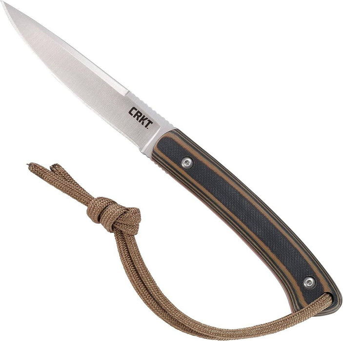 CRKT 2382 Biwa Fixed Blade Neck Knife 3.018" Satin Drop Point G10 Handles Sheath