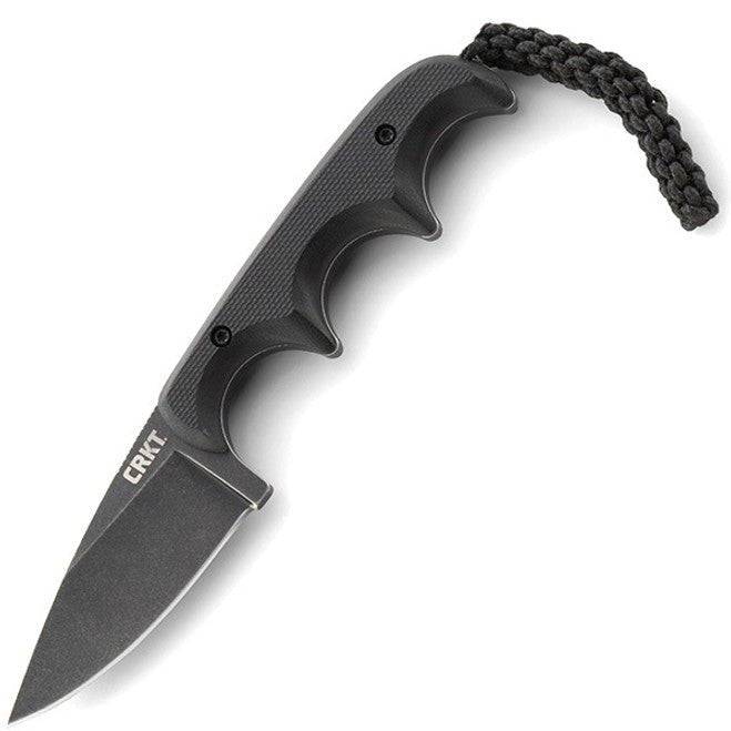 CRKT 2384K Folts Minimalist Fixed Blade Neck Knife 2.16" Black Stonewashed Drop Point Blade  G10 Handles