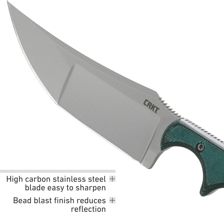 CRKT 2394 Folts Minimalist Katana Fixed Blade Neck Knife 3.56" Plain Blade Green Resin Fiber Handles