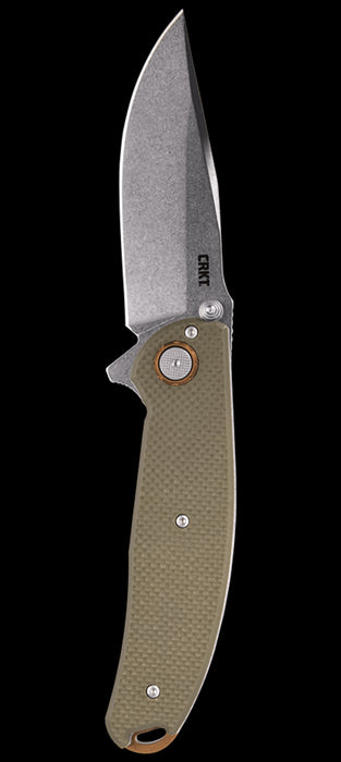 CRKT 2471 Butte Deadbolt Lock Assisted Flipper Knife 3.36" D2 Stonewashed G10