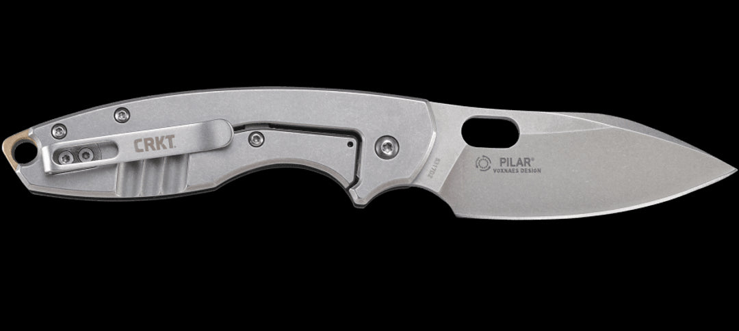 CRKT 5317D2 Pilar III Folding Knife 2.967" D2 Stonewashed Plain Blade, Black G10