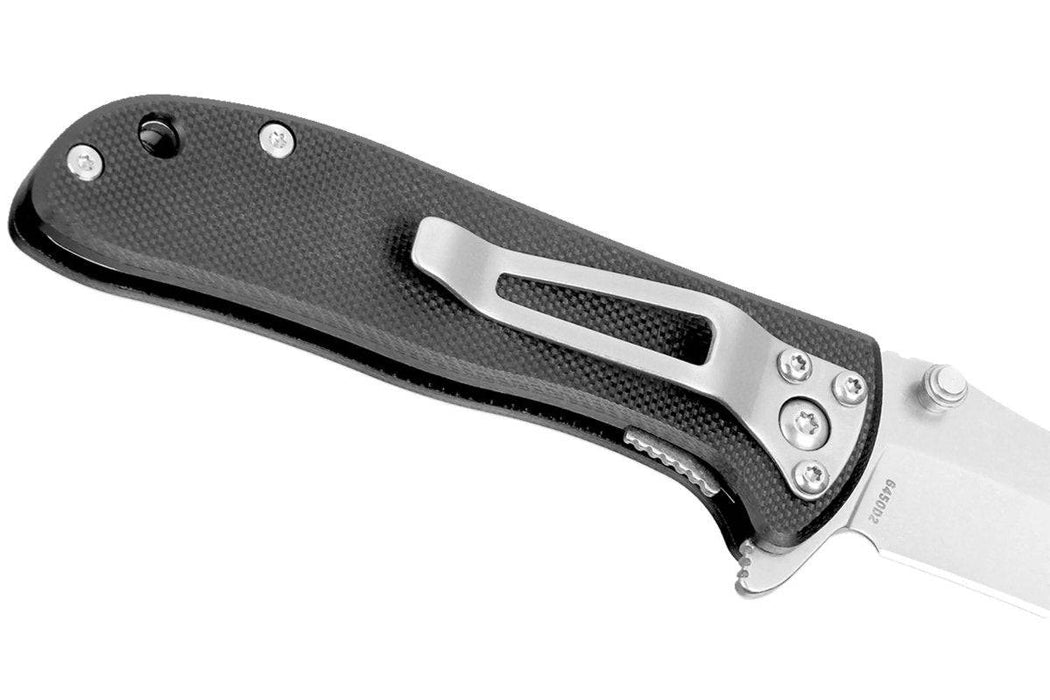 CRKT 6450D2 Drifter Liner Lock Flipper Knife 2.88" D2 Stonewashed Drop Point Black G10