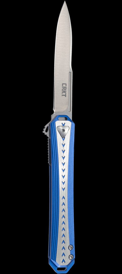 CRKT 6710 Stickler Assisted Flipper Knife 3.38" Sandvik 12C27, Blue & Silver