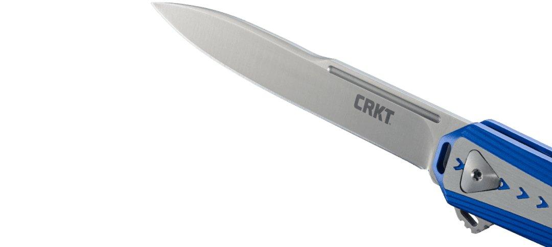 CRKT 6710 Stickler Assisted Flipper Knife 3.38" Sandvik 12C27, Blue & Silver