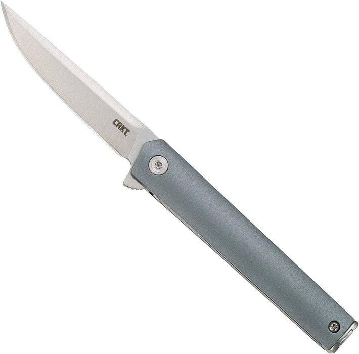 CRKT 7095 CEO Compact Gentleman's Flipper Knife 2.61" Satin Clip Point Blade Blue Handle