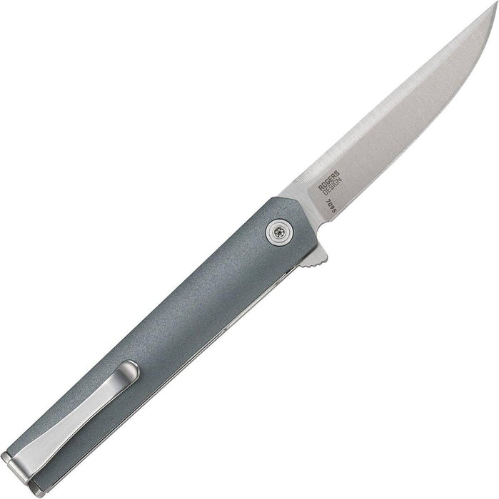 CRKT 7095 CEO Compact Gentleman's Flipper Knife 2.61" Satin Clip Point Blade Blue Handle