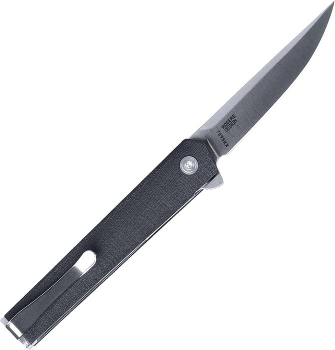 CRKT 7095KX CEO Compact Gentleman's Flipper Knife 2.61" Satin Clip Point Blade Black Handles