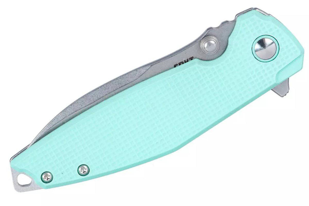 CRKT Ibis 2560 Knife Stonewash 14C28N Drop Point Blue G10 Stonewash Titanium Flipper