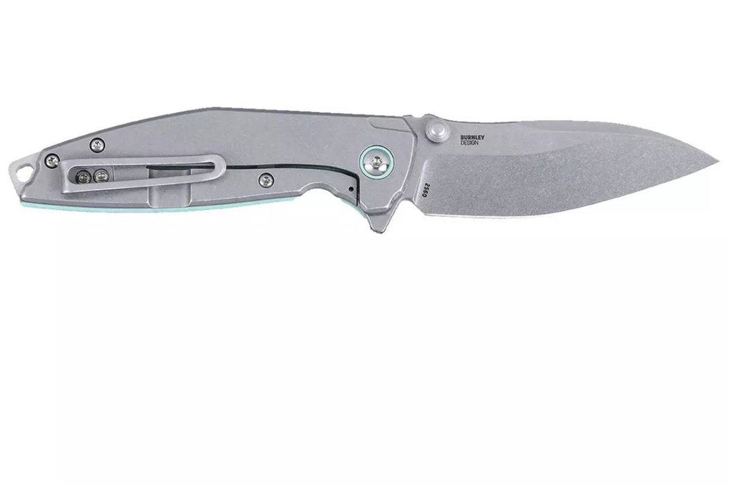 CRKT Ibis 2560 Knife Stonewash 14C28N Drop Point Blue G10 Stonewash Titanium Flipper