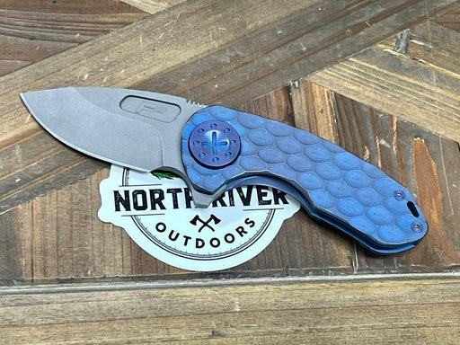 Curtiss F3 Compact Slicer Flipper PM-Mill Handles SW MagnaCut Blasted Ti Blue (USA)