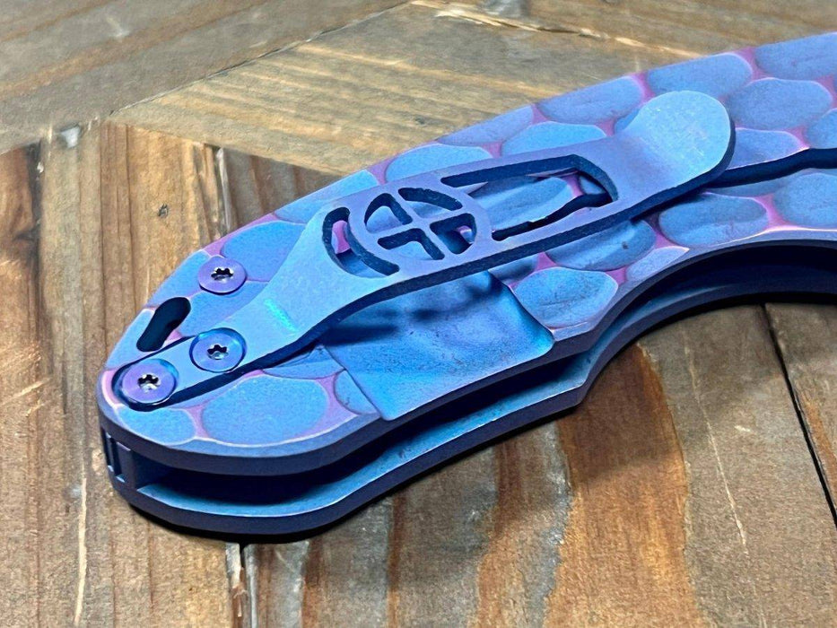 Curtiss F3 Compact Wharny Flipper PM-Mill Handles SW MagnaCut Blasted Ti Aqua-Purple (USA)