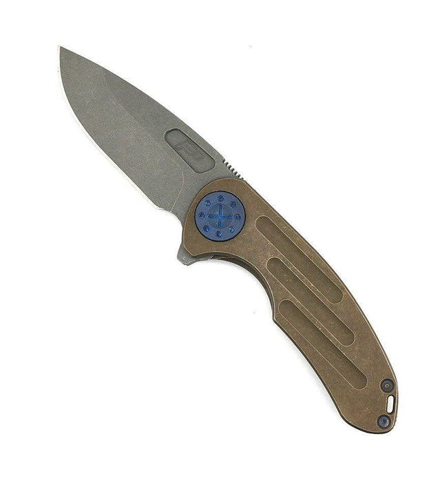 Curtiss F3 Med MagnaCut Slicer Flipper Knife 3.25" Ball-Mill Bronze Blasted Hardware