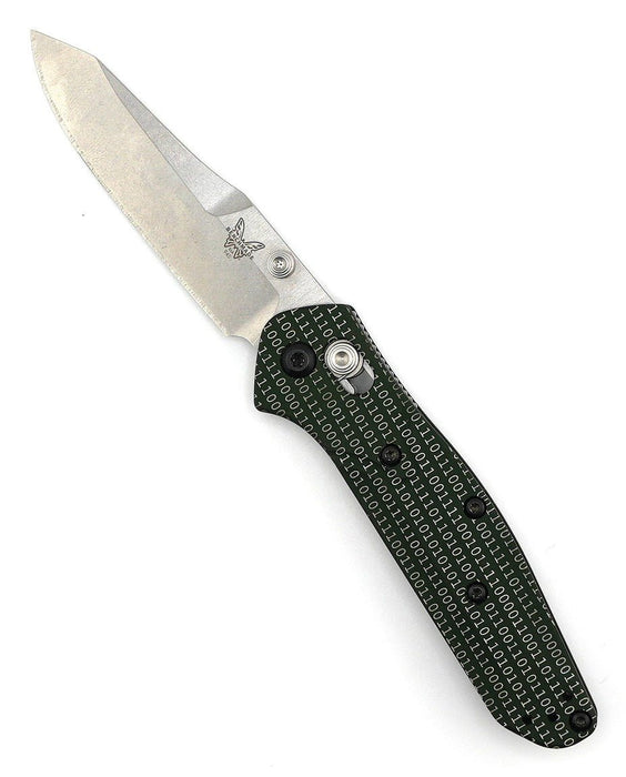 Custom Engraved Benchmade 945 Mini Osborne Folding Knife 2.92" S30V Satin Plain Blade, Green