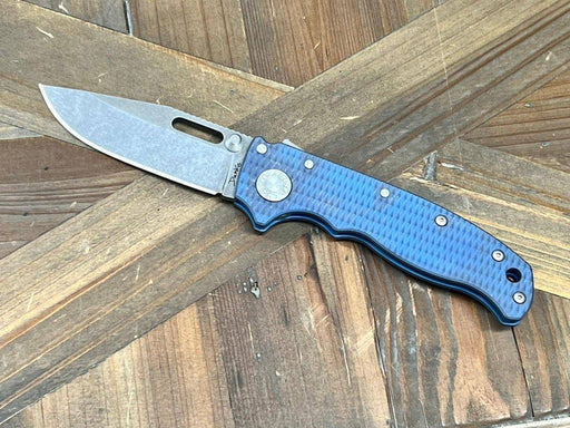 Custom Demko AD20.5 Shark Lock Folding Knife 3" 3V Clip Point Textured Titanium "Baby Blue"