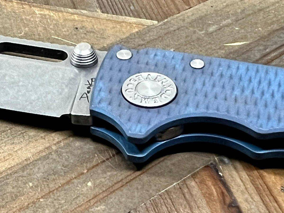 Custom Demko AD20.5 Shark Lock Folding Knife 3" 3V Clip Point Textured Titanium "Baby Blue"