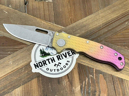 Custom Demko AD20.5 Shark Lock Folding Knife 3" 3V Clip Point Textured Titanium "Pineapple Express"