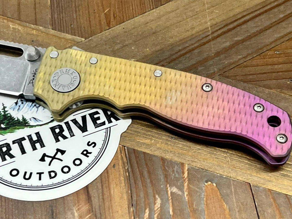 Custom Demko AD20.5 Shark Lock Folding Knife 3" 3V Clip Point Textured Titanium "Pineapple Express"