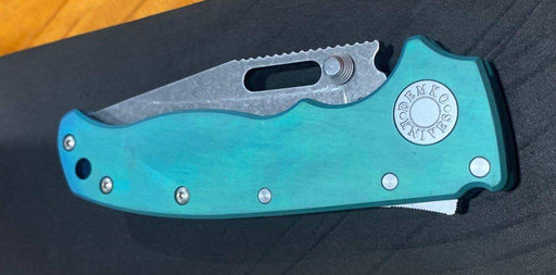 Custom Demko AD20.5 Shark Lock Folding Knife 3" CPM-3V Clip Point Titanium "Morning Blue"