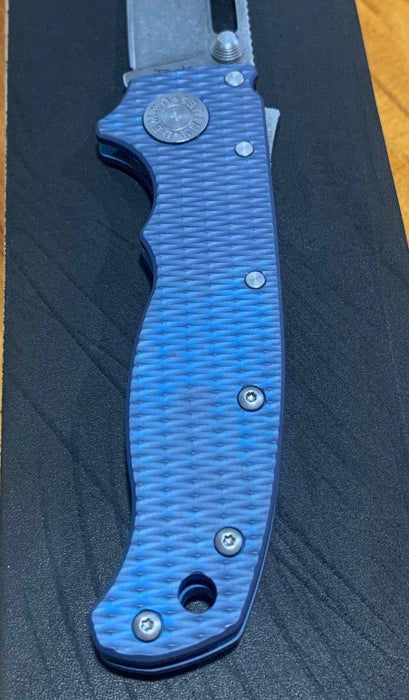 Custom Demko AD20.5 Shark Lock Folding Knife 3" CPM-3V Sheepsfoot Textured Titanium "Neptune"