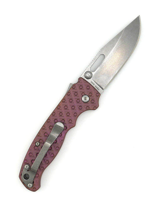 Demko Custom AD20.5 Shark Lock Folding Knife 3" S35VN Clip Point Titanium Pink Handles