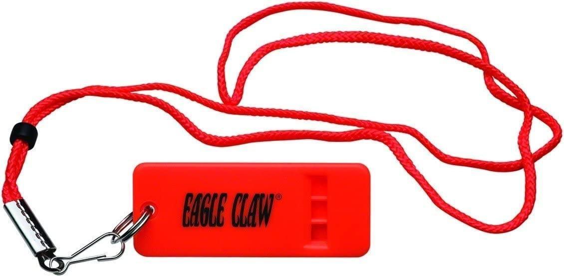 Eagle Claw Flat Fluorescent Orange Boat Whistle With Lanyard