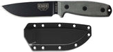 ESEE 4P-B Black Blade Plain Edge, Micarta Handle Black Sheath Clip Plate