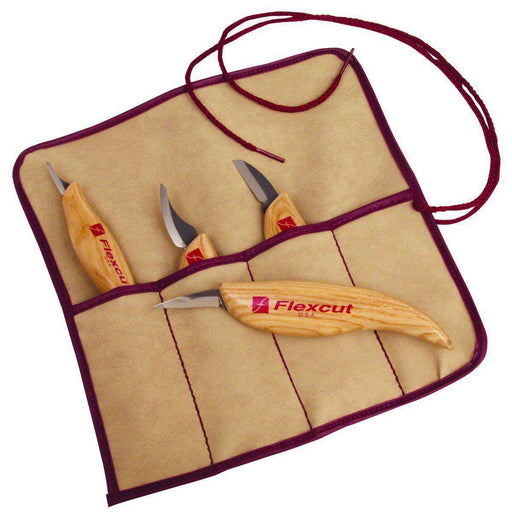 Flexcut Carving 4 Piece Tool Set with Tool Roll - KN100 (USA)