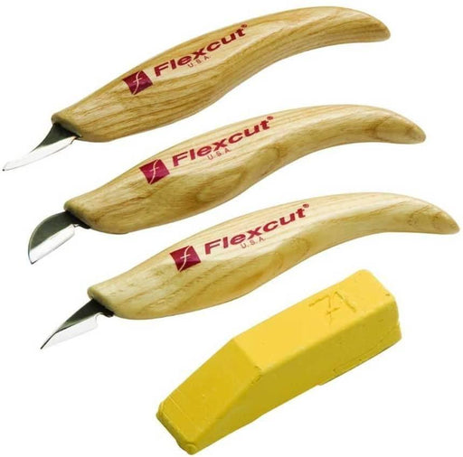 Flexcut KN400 Detail 3 Piece Carving Knife Set w/ Compound