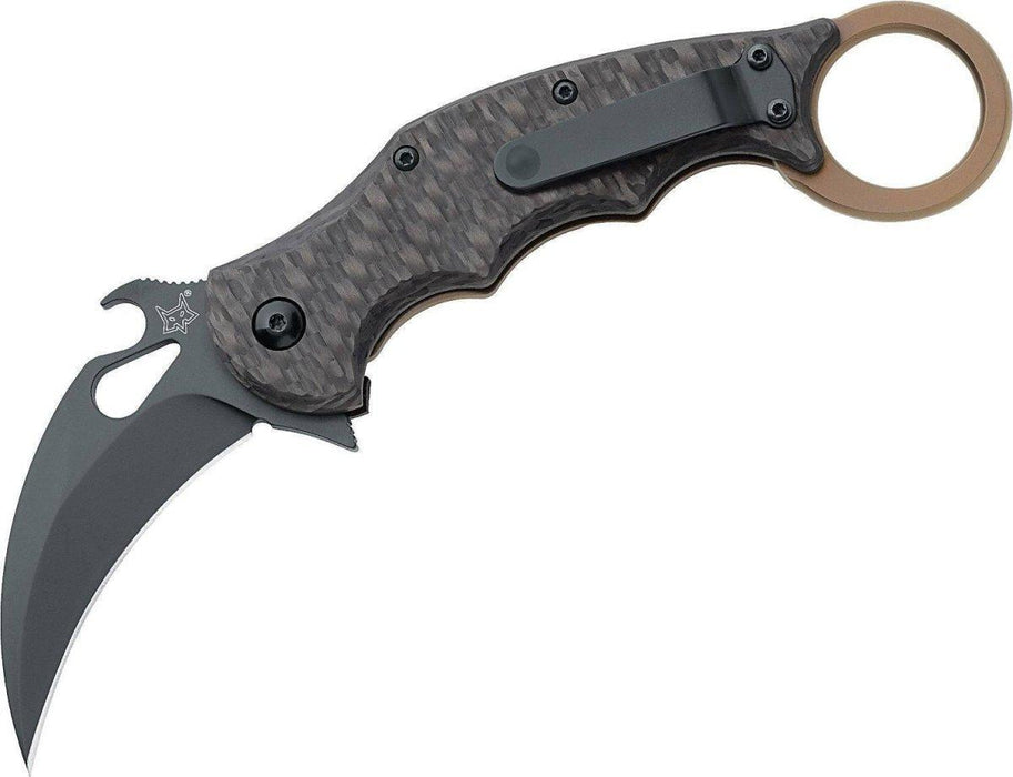 Fox FKMD FX-599TIC 01FX122 Folding Karambit 2.55" ELMAX Carbon Fiber/Titanium Handles