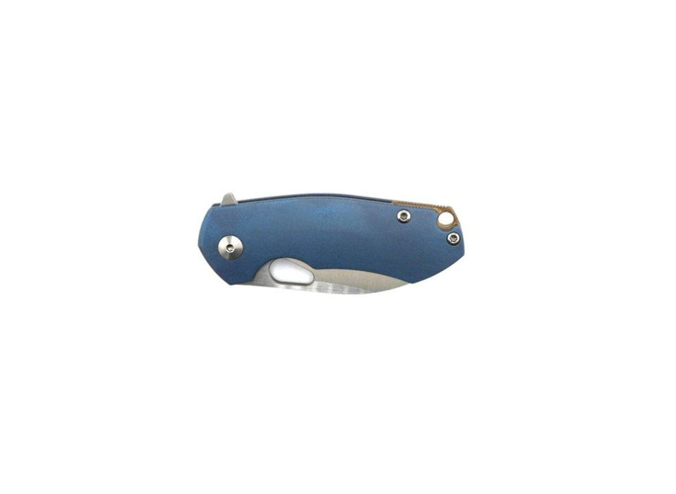 Custom GiantMouse ACE Riv Ti Framelock Blue Titanium Folding Knife