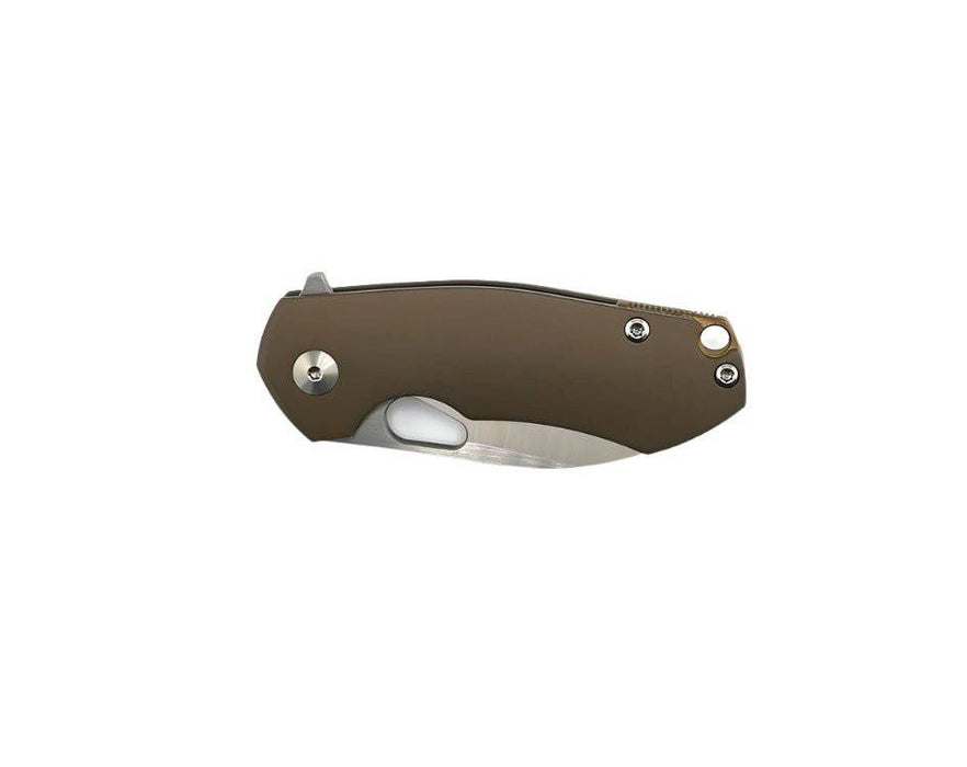 Custom GiantMouse ACE Riv Ti Framelock Brown Titanium Folding Knife