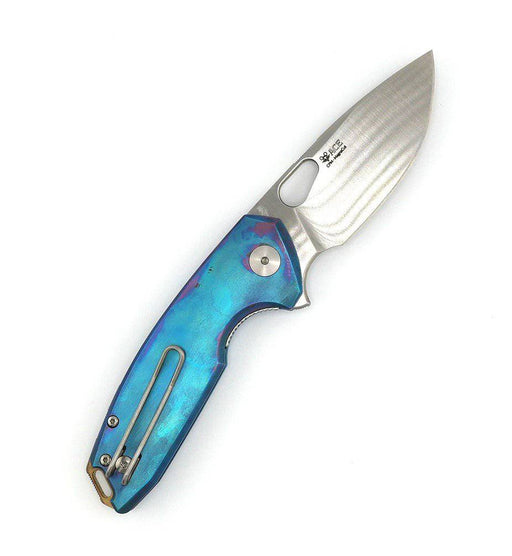 Custom GiantMouse ACE Tribeca Flipper Knife 2.875" MagnaCut Blue Titanium Handles (Italy)