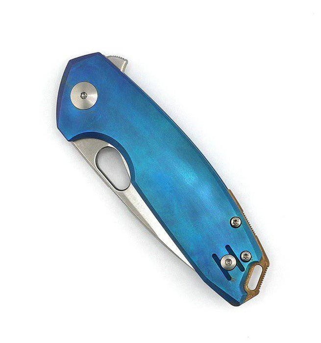 Custom GiantMouse ACE Tribeca Flipper Knife 2.875" MagnaCut Blue Titanium Handles (Italy)