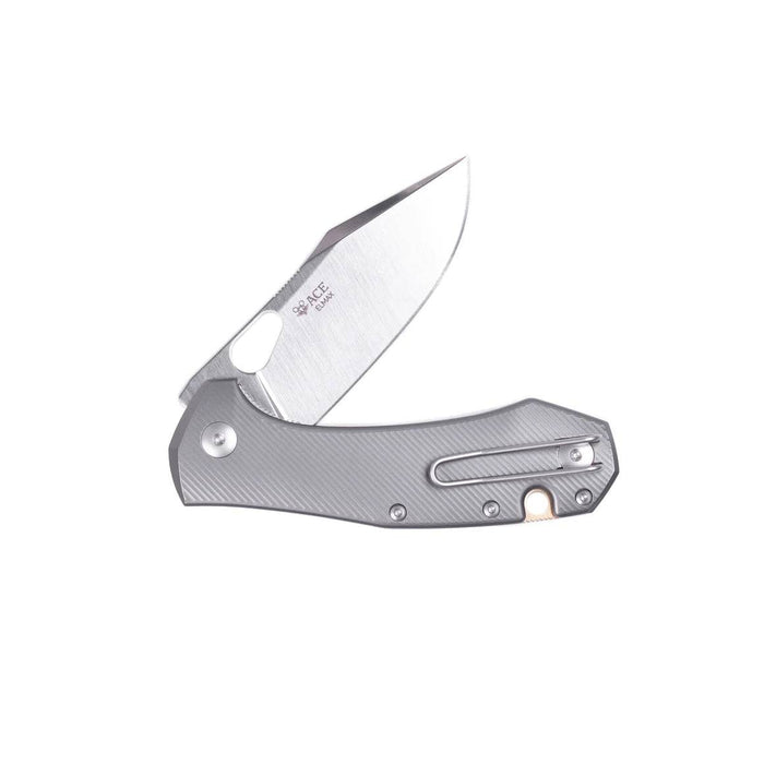 GiantMouse ACE Atelier Folding Knife 2.875" Elmax Satin Titanium Handles (Italy)